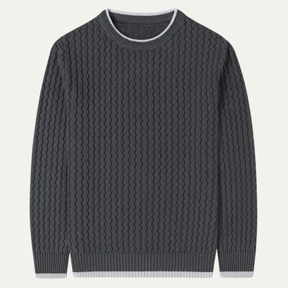 VogeLuxe | Men’s Mock Neck Wavy Textured Sweater 1