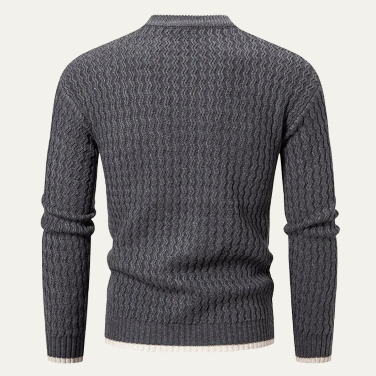 VogeLuxe | Men’s Mock Neck Wavy Textured Sweater 2