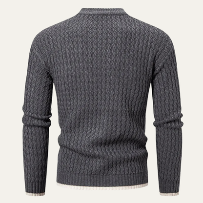 VogeLuxe | Men’s Mock Neck Wavy Textured Sweater 2