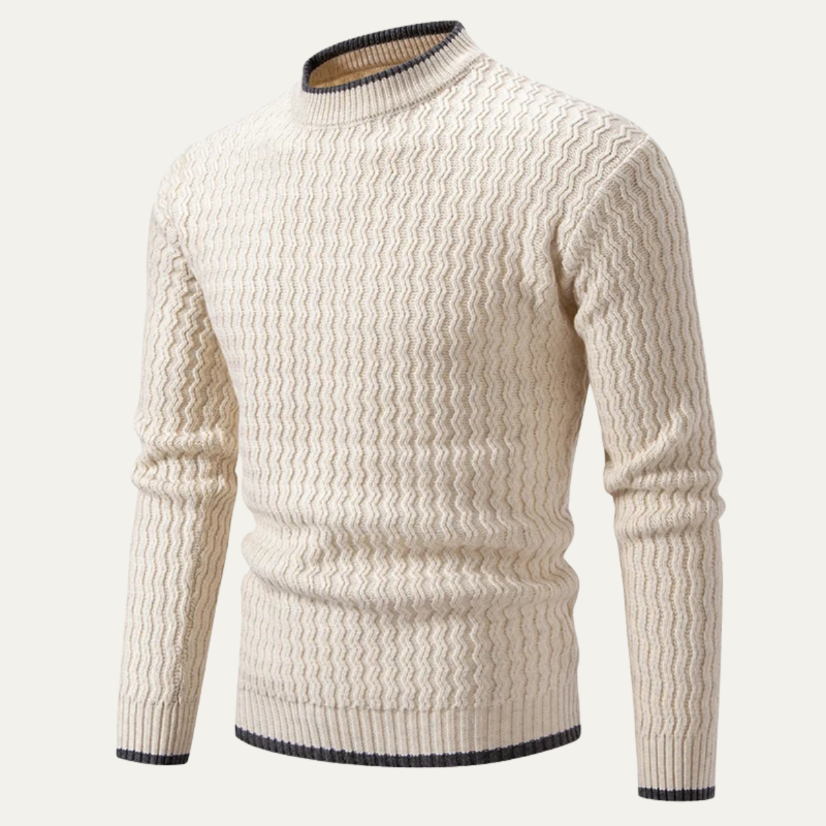 VogeLuxe | Men’s Mock Neck Wavy Textured Sweater 3