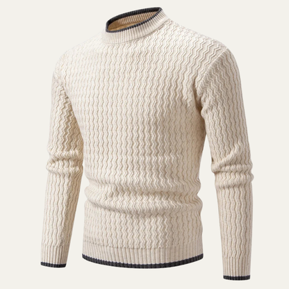 VogeLuxe | Men’s Mock Neck Wavy Textured Sweater 3