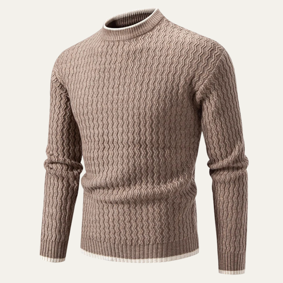 VogeLuxe | Men’s Mock Neck Wavy Textured Sweater 4