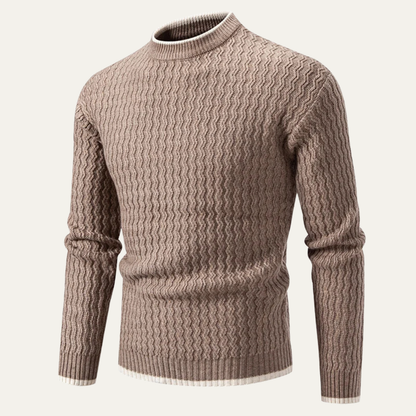 VogeLuxe | Men’s Mock Neck Wavy Textured Sweater 4