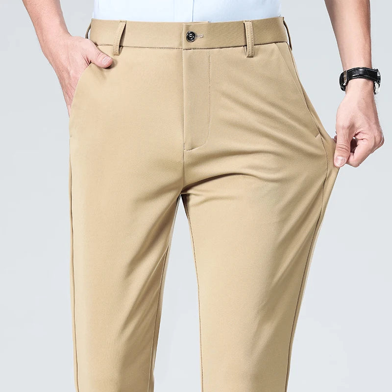 VogeLuxe | Men’s Modern Stretch Flat-Front Trousers 3