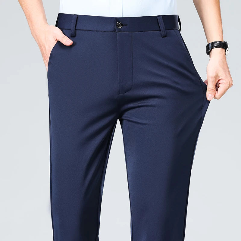 VogeLuxe | Men’s Modern Stretch Flat-Front Trousers 5