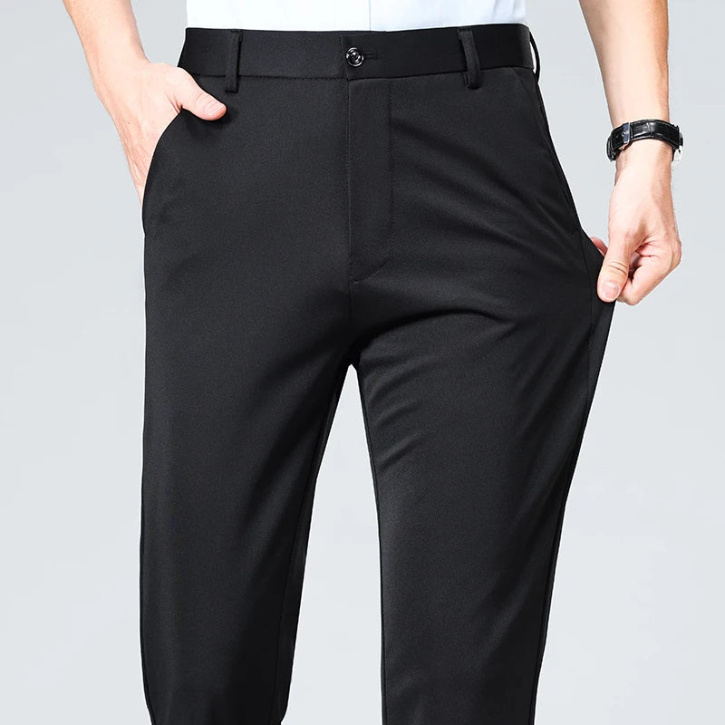 VogeLuxe | Men’s Modern Stretch Flat-Front Trousers 6