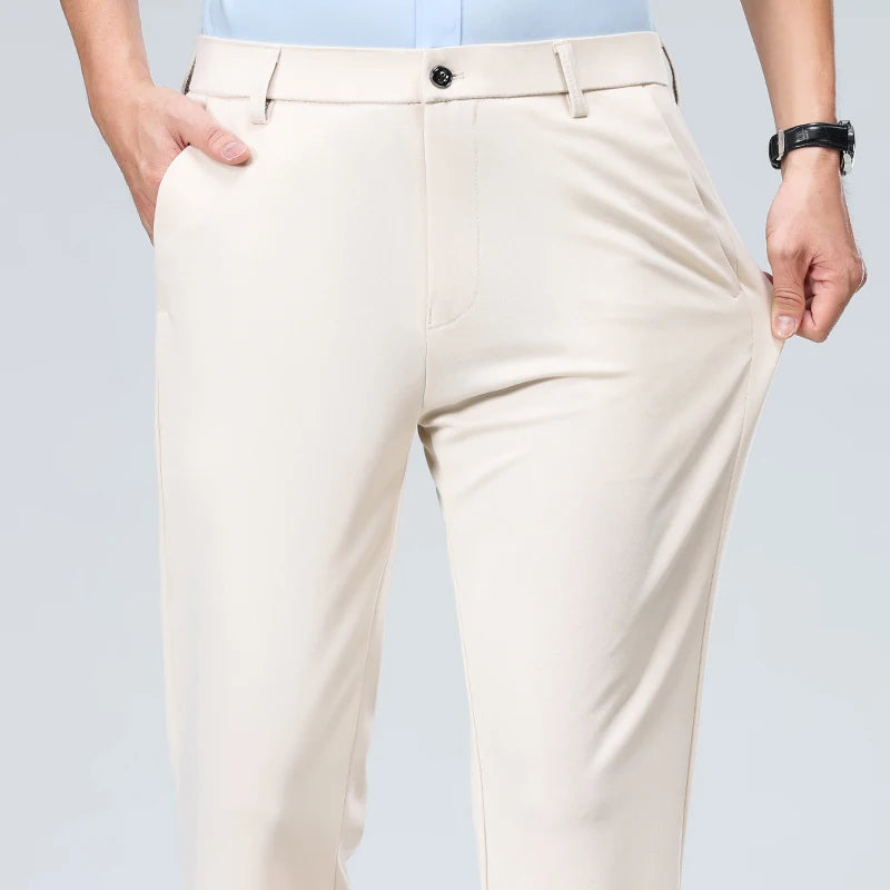 VogeLuxe | Men’s Modern Stretch Flat-Front Trousers 7