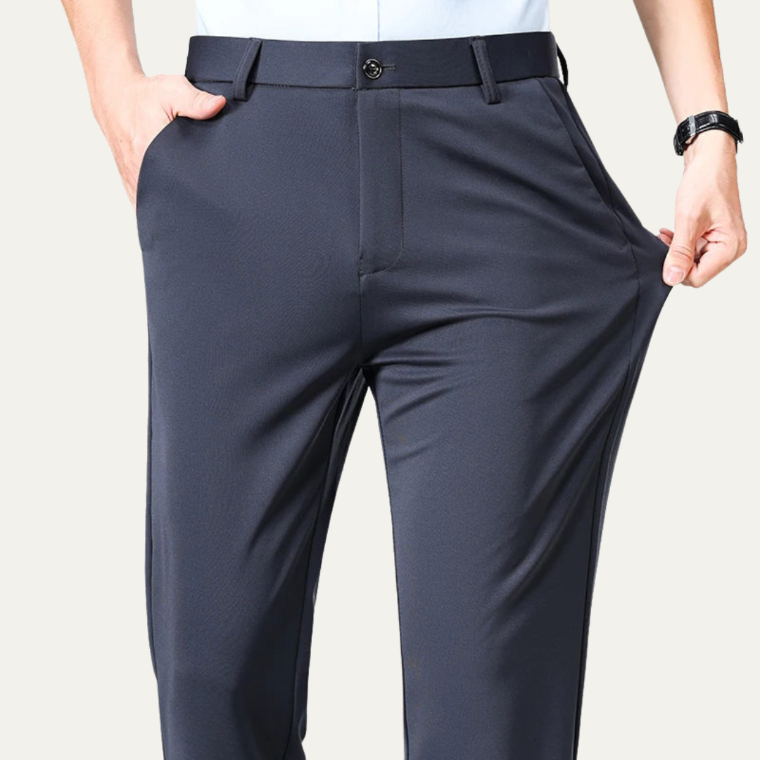 VogeLuxe | Men’s Modern Stretch Flat-Front Trousers 8