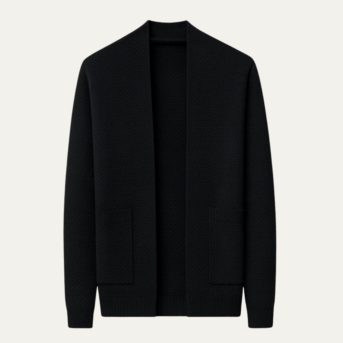 VogeLuxe | Men’s Open-Front Shawl-Collar Cardigan 1
