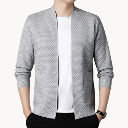 VogeLuxe | Men’s Open-Front Shawl-Collar Cardigan 8