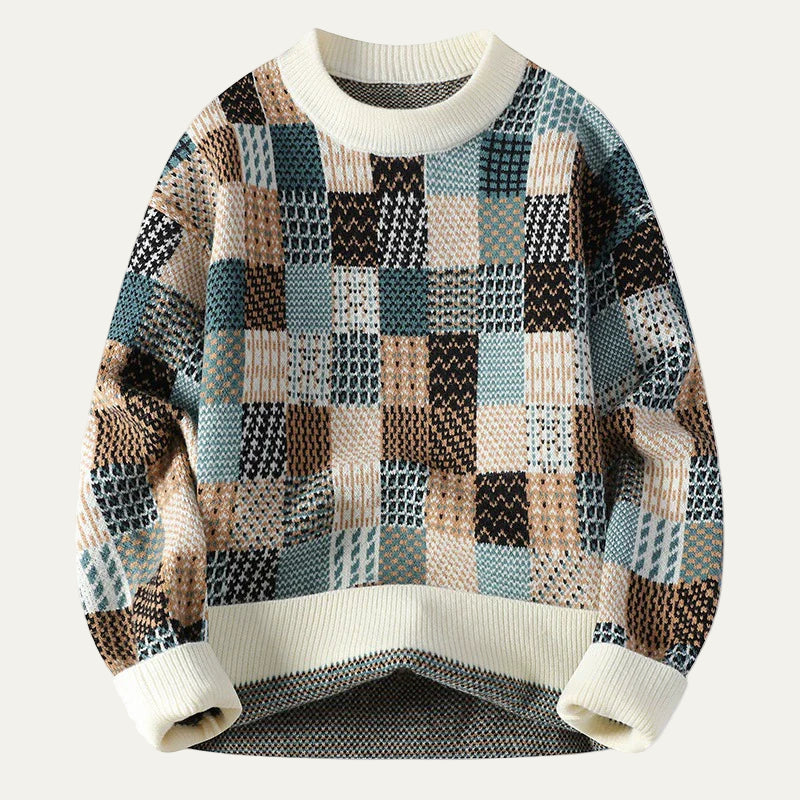 VogeLuxe | Men’s Patchwork Crew-Neck Sweater 0