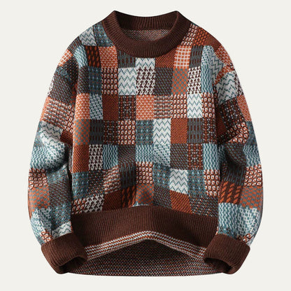 VogeLuxe | Men’s Patchwork Crew-Neck Sweater 2