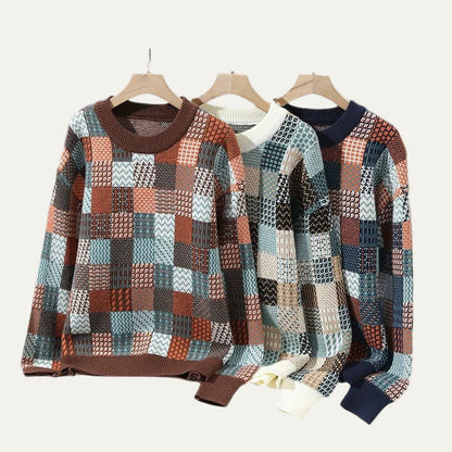 VogeLuxe | Men’s Patchwork Crew-Neck Sweater 3