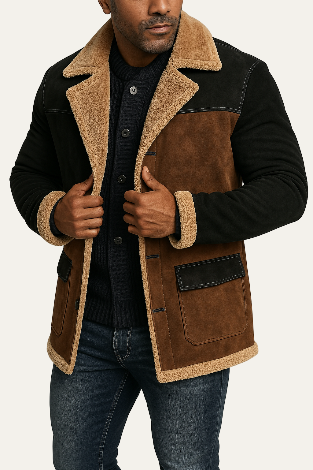 VogeLuxe | Men’s Patchwork Suede Jacket 0