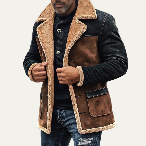 VogeLuxe | Men’s Patchwork Suede Jacket 1