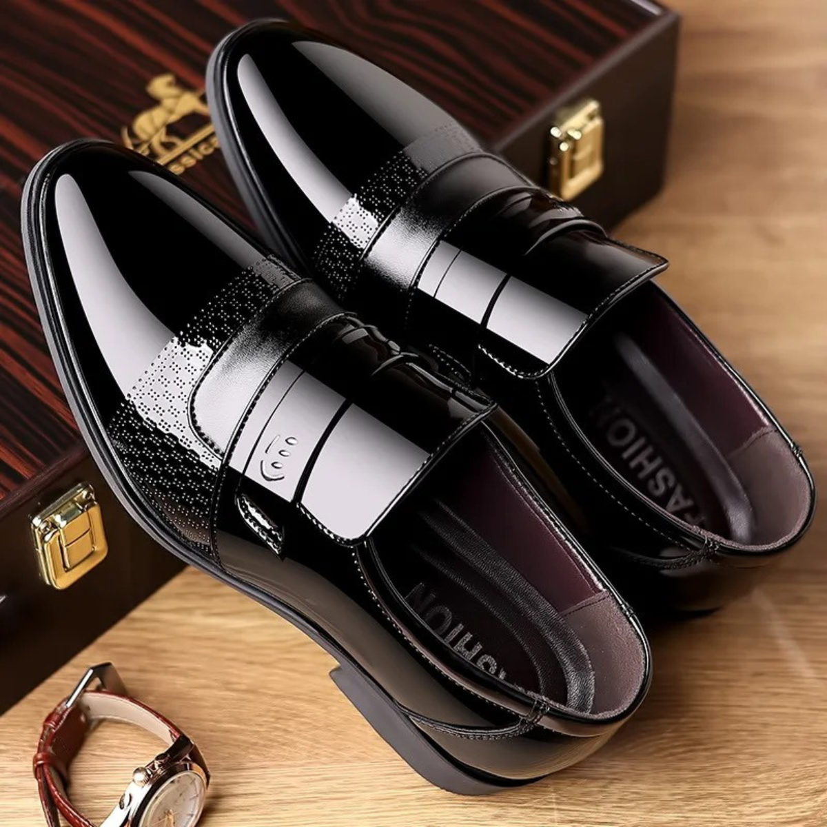 VogeLuxe | Men’s Patent Leather Slip-On Dress Shoe 8