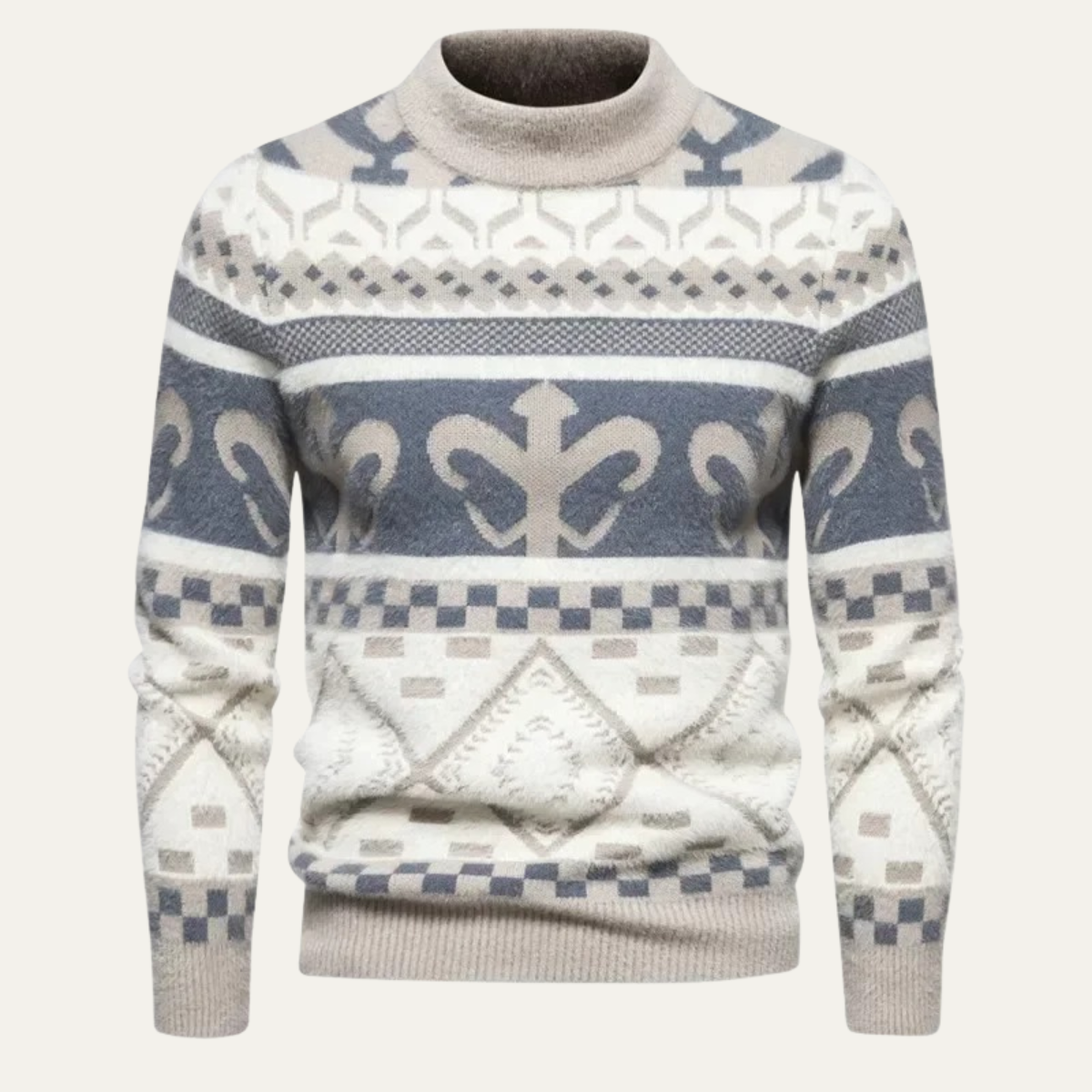 VogeLuxe | Men’s Patterned Knit Turtleneck Sweater 2