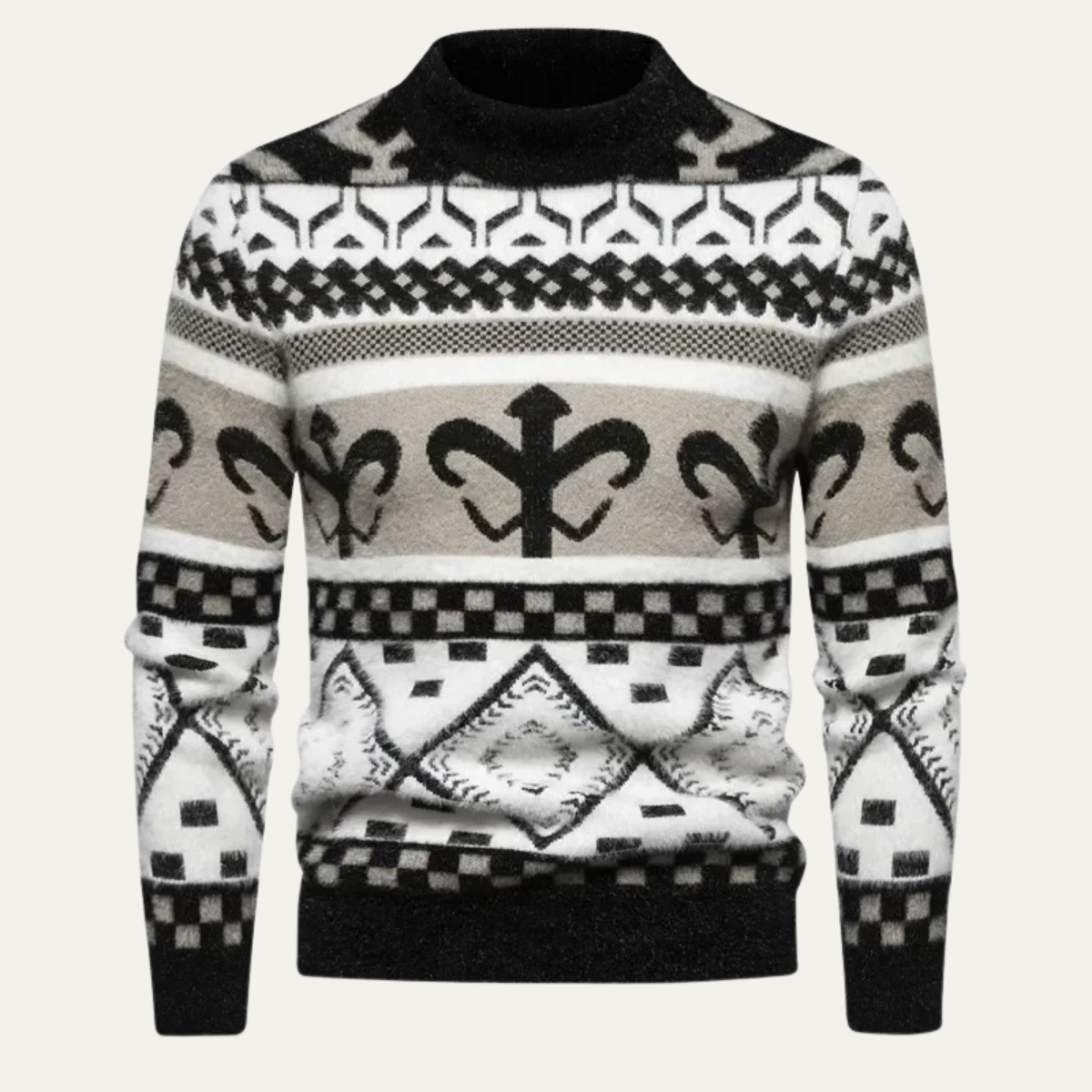 VogeLuxe | Men’s Patterned Knit Turtleneck Sweater 3