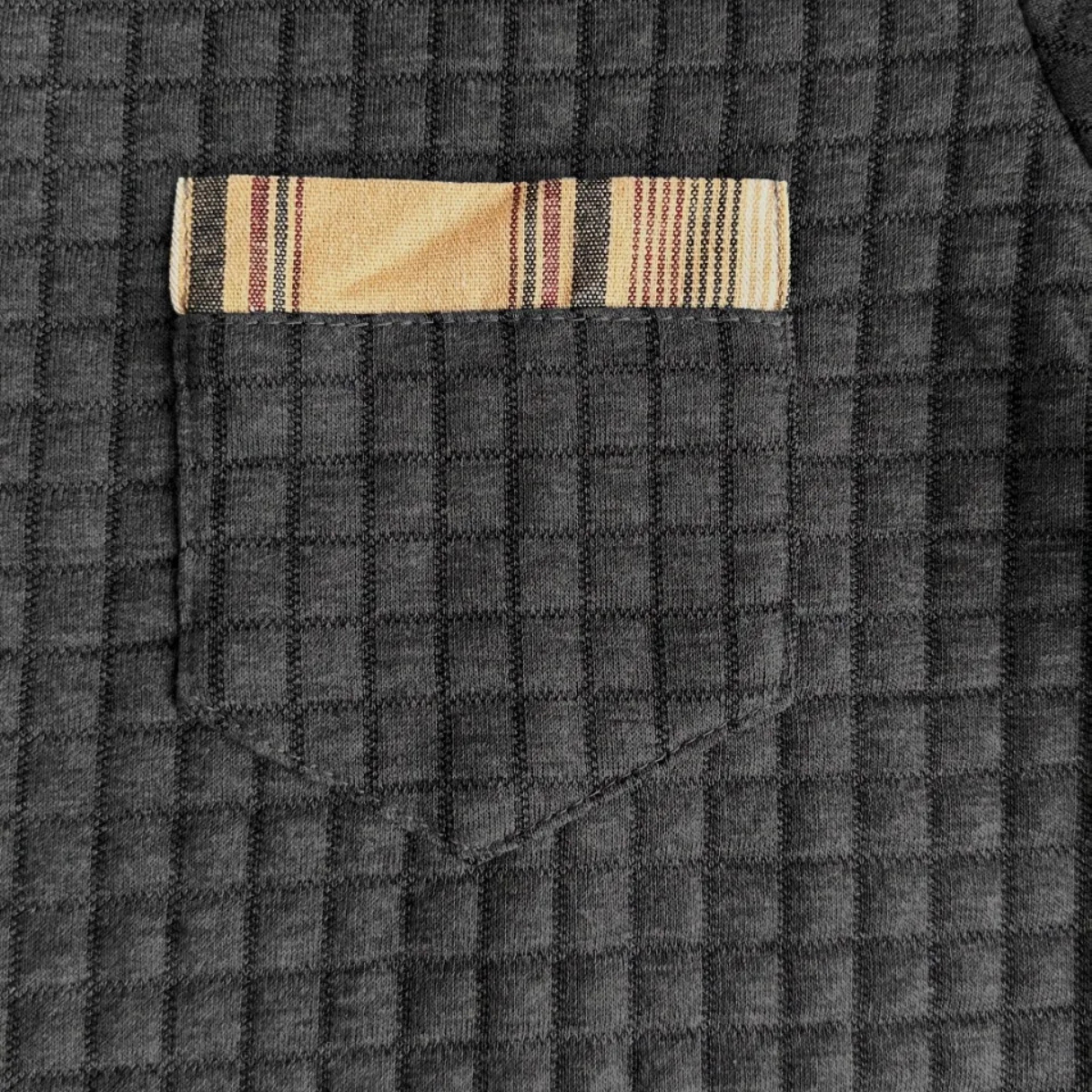 VogeLuxe | Men’s Plaid Collar Waffle Polo 2