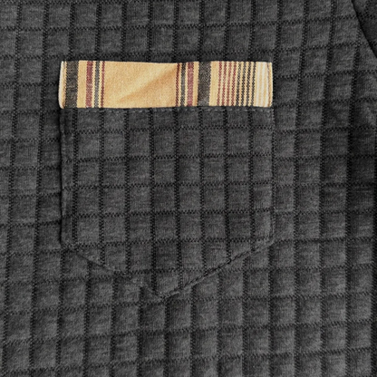 VogeLuxe | Men’s Plaid Collar Waffle Polo 2