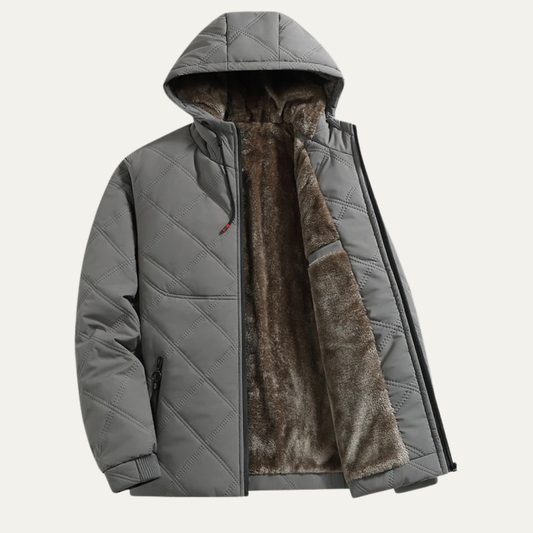 VogeLuxe | Men’s Plush Quilted Hooded Jacket 0