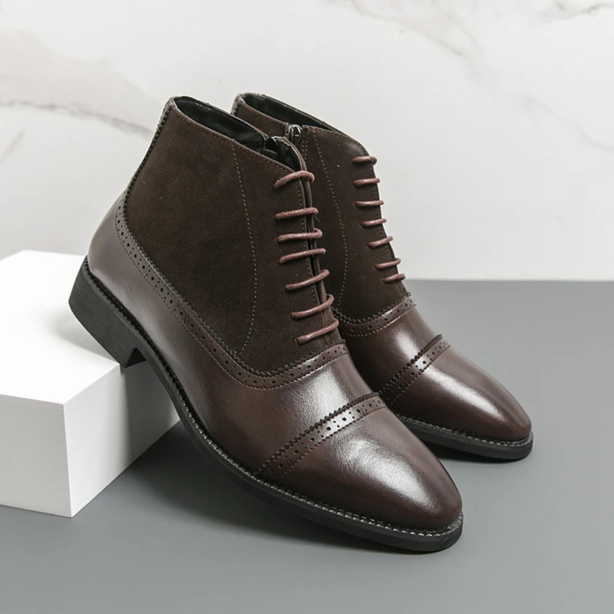 VogeLuxe | Men’s Polished Leather Ankle Boots 3