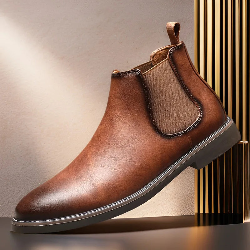 VogeLuxe | Men’s Polished Leather Chelsea Boots 1