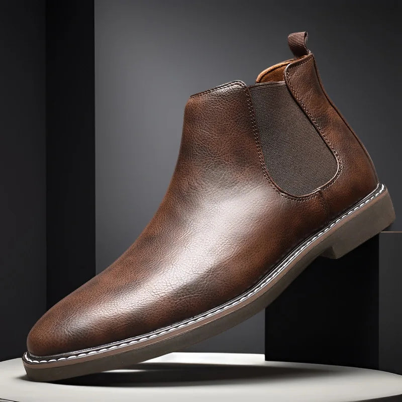 VogeLuxe | Men’s Polished Leather Chelsea Boots 7