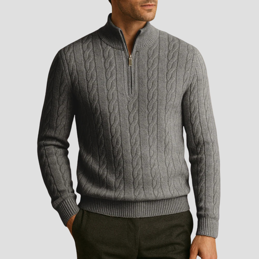 VogeLuxe | Men’s Quarter-Zip Cable Knit Pullover 0