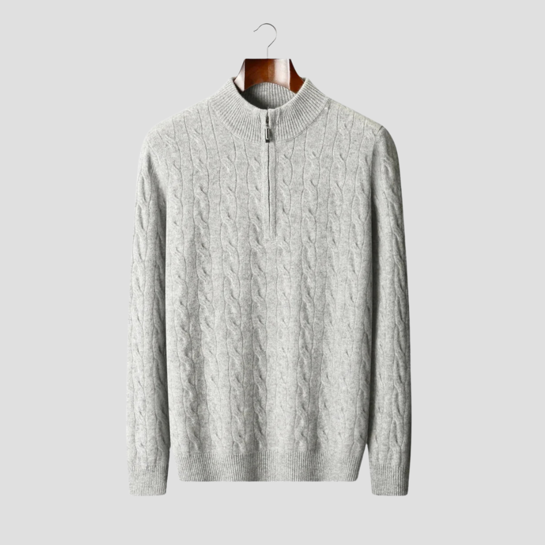 VogeLuxe | Men’s Quarter-Zip Cable Knit Pullover 1