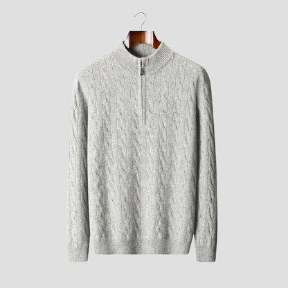 VogeLuxe | Men’s Quarter-Zip Cable Knit Pullover 1