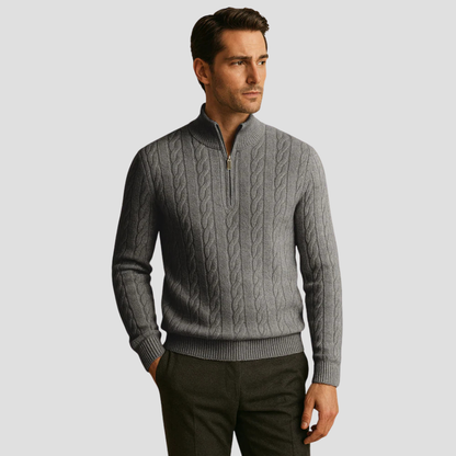 VogeLuxe | Men’s Quarter-Zip Cable Knit Pullover 2