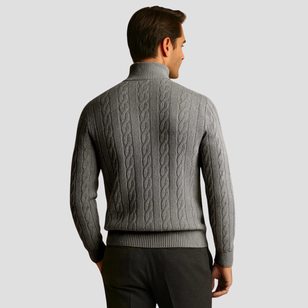 VogeLuxe | Men’s Quarter-Zip Cable Knit Pullover 3