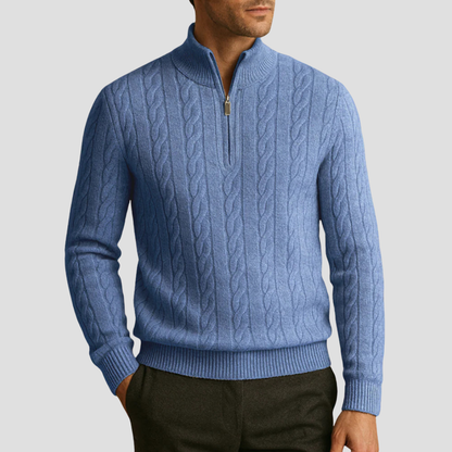 VogeLuxe | Men’s Quarter-Zip Cable Knit Pullover 4