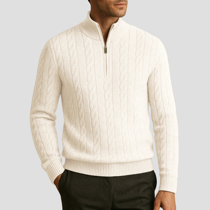VogeLuxe | Men’s Quarter-Zip Cable Knit Pullover 5