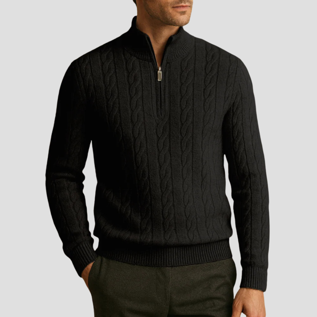 VogeLuxe | Men’s Quarter-Zip Cable Knit Pullover 6