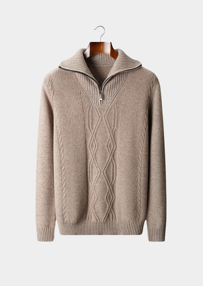 VogeLuxe | Men’s Quarter-Zip Cable Knit Sweater 0