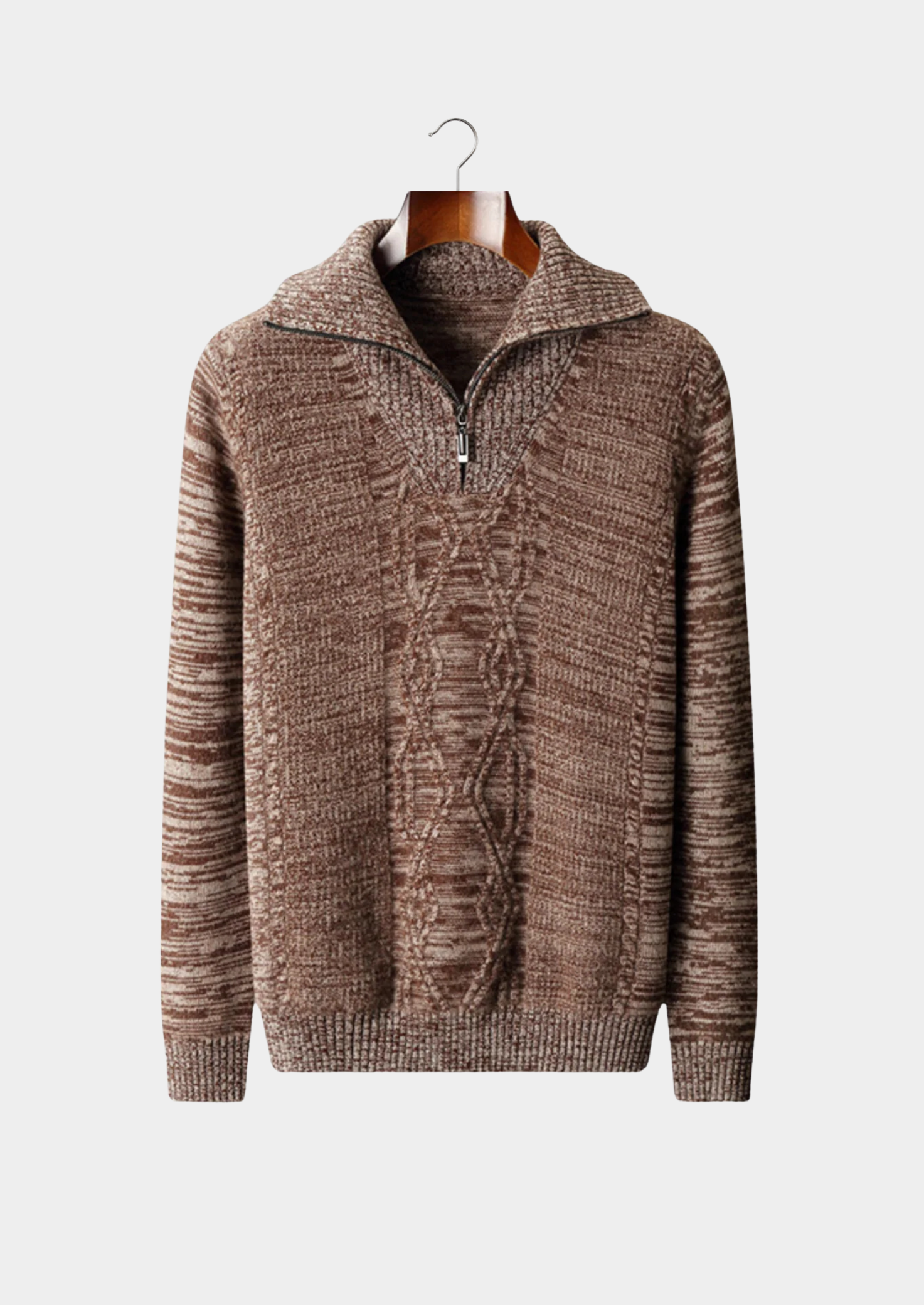 VogeLuxe | Men’s Quarter-Zip Cable Knit Sweater 3