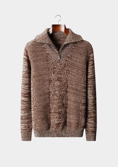 VogeLuxe | Men’s Quarter-Zip Cable Knit Sweater 3
