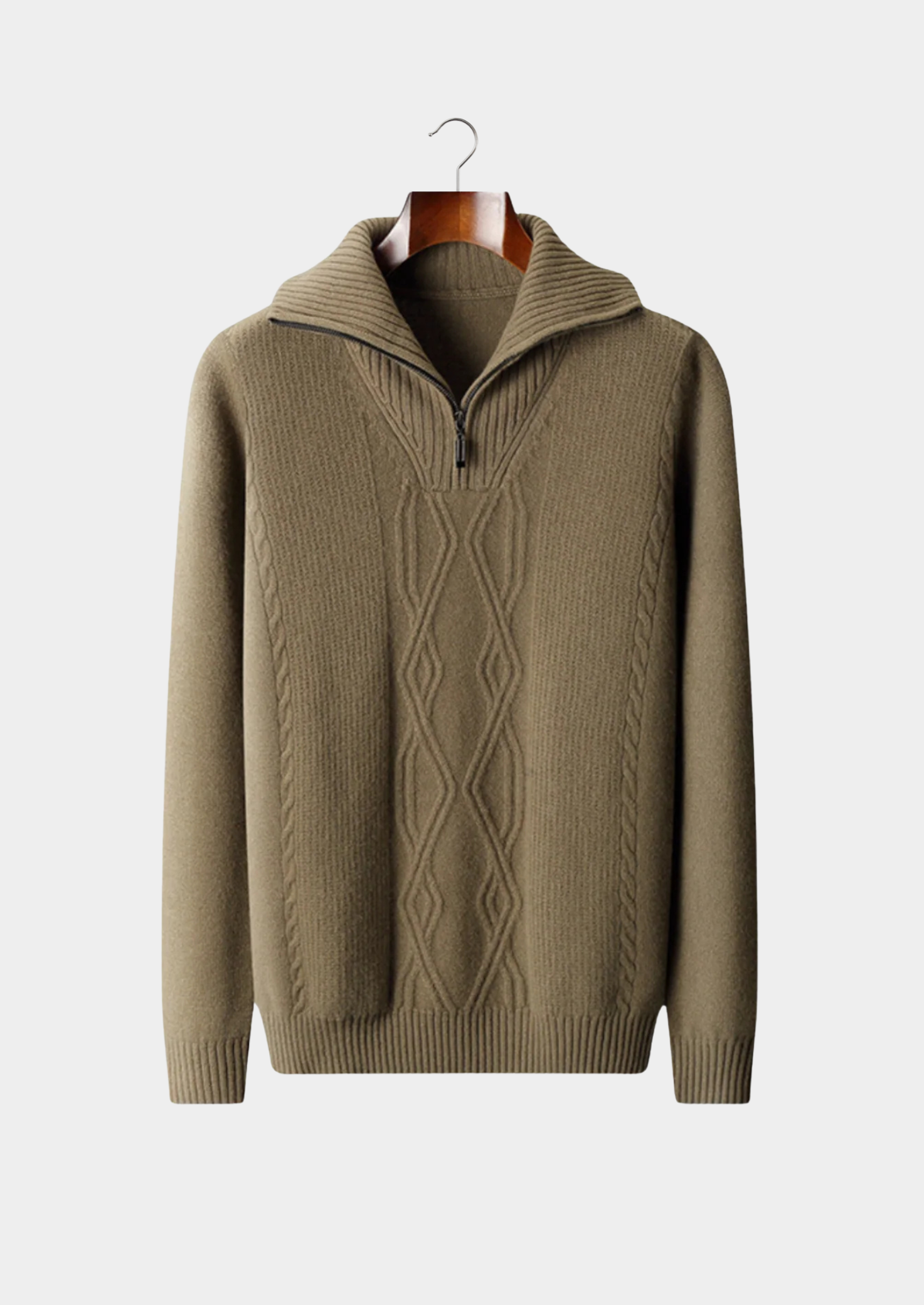 VogeLuxe | Men’s Quarter-Zip Cable Knit Sweater 4