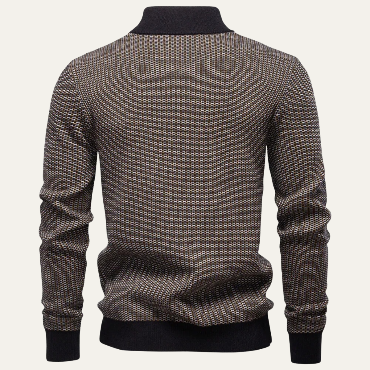 VogeLuxe | Men’s Quarter-Zip Micro-Check Sweater 1