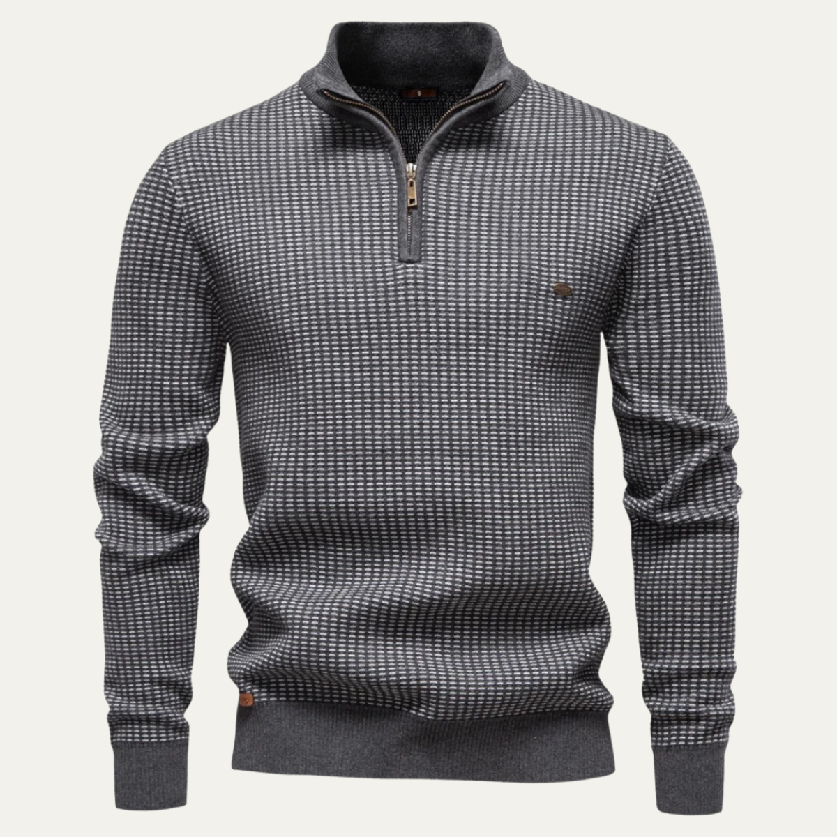 VogeLuxe | Men’s Quarter-Zip Micro-Check Sweater 5