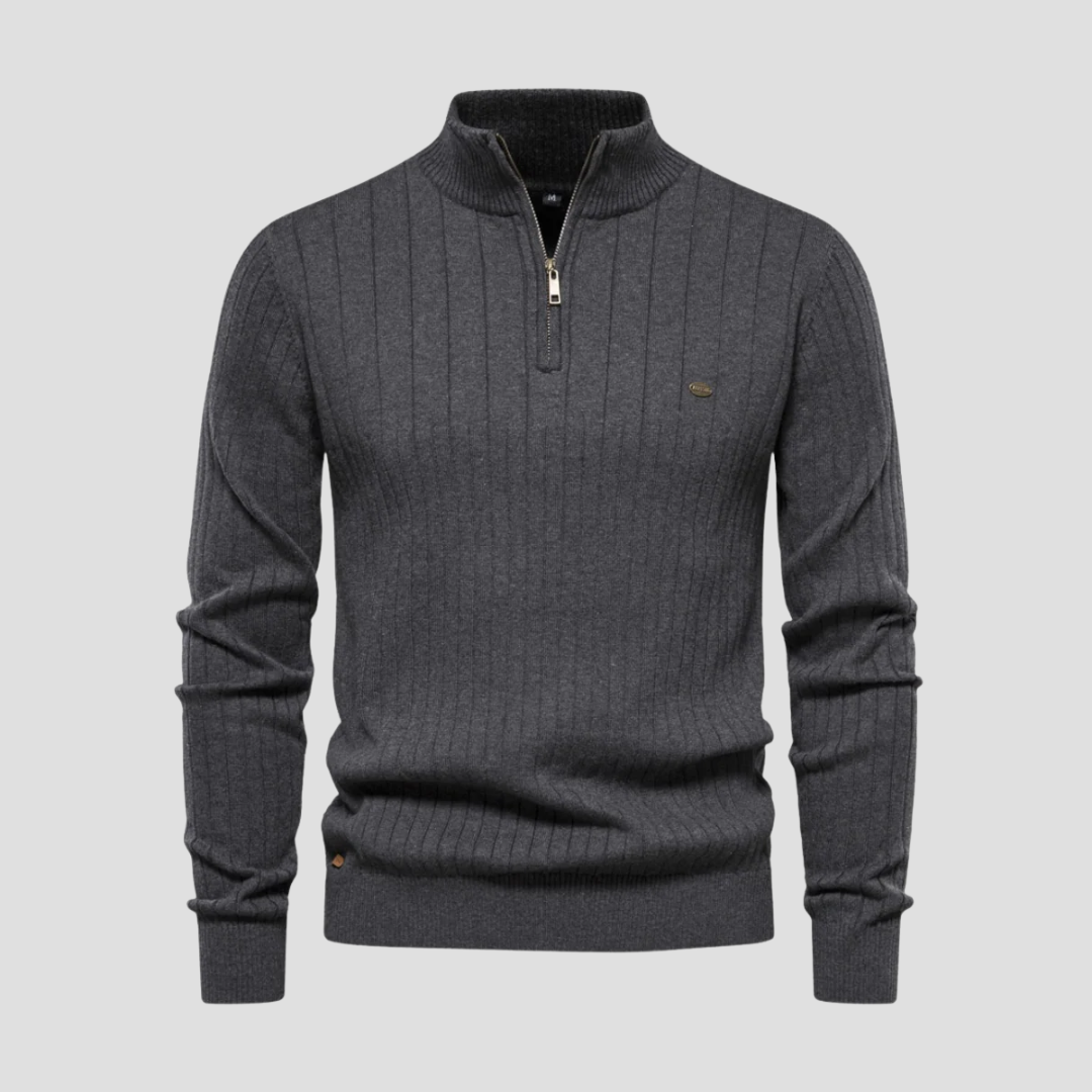 VogeLuxe | Men’s Quarter-Zip Ribbed Knit Sweater 2