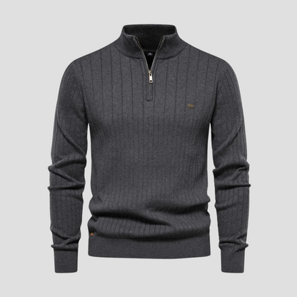 VogeLuxe | Men’s Quarter-Zip Ribbed Knit Sweater 2