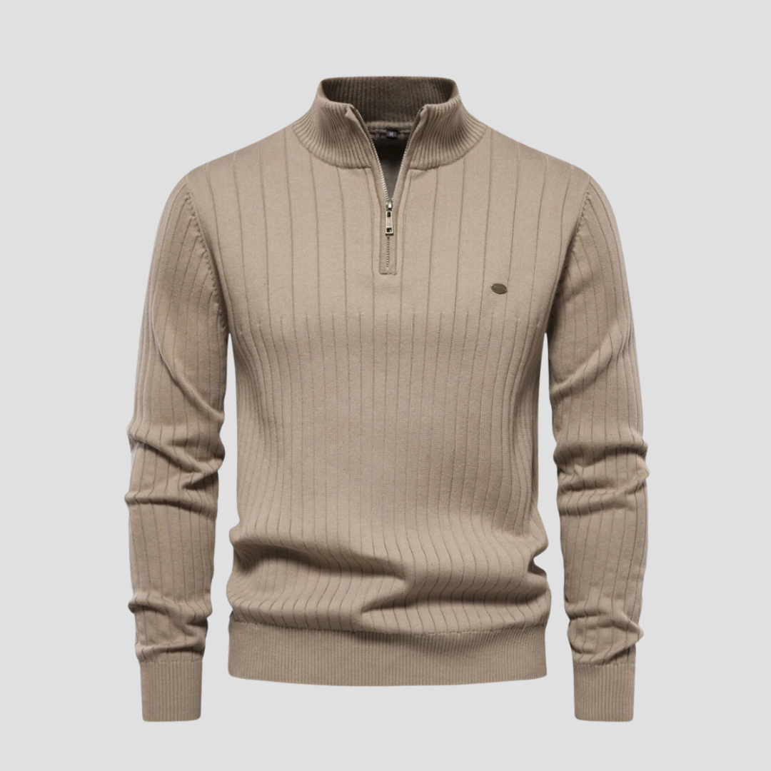 VogeLuxe | Men’s Quarter-Zip Ribbed Knit Sweater 3