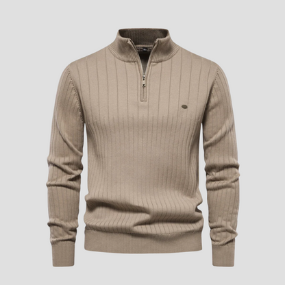 VogeLuxe | Men’s Quarter-Zip Ribbed Knit Sweater 3