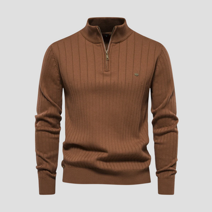VogeLuxe | Men’s Quarter-Zip Ribbed Knit Sweater 4