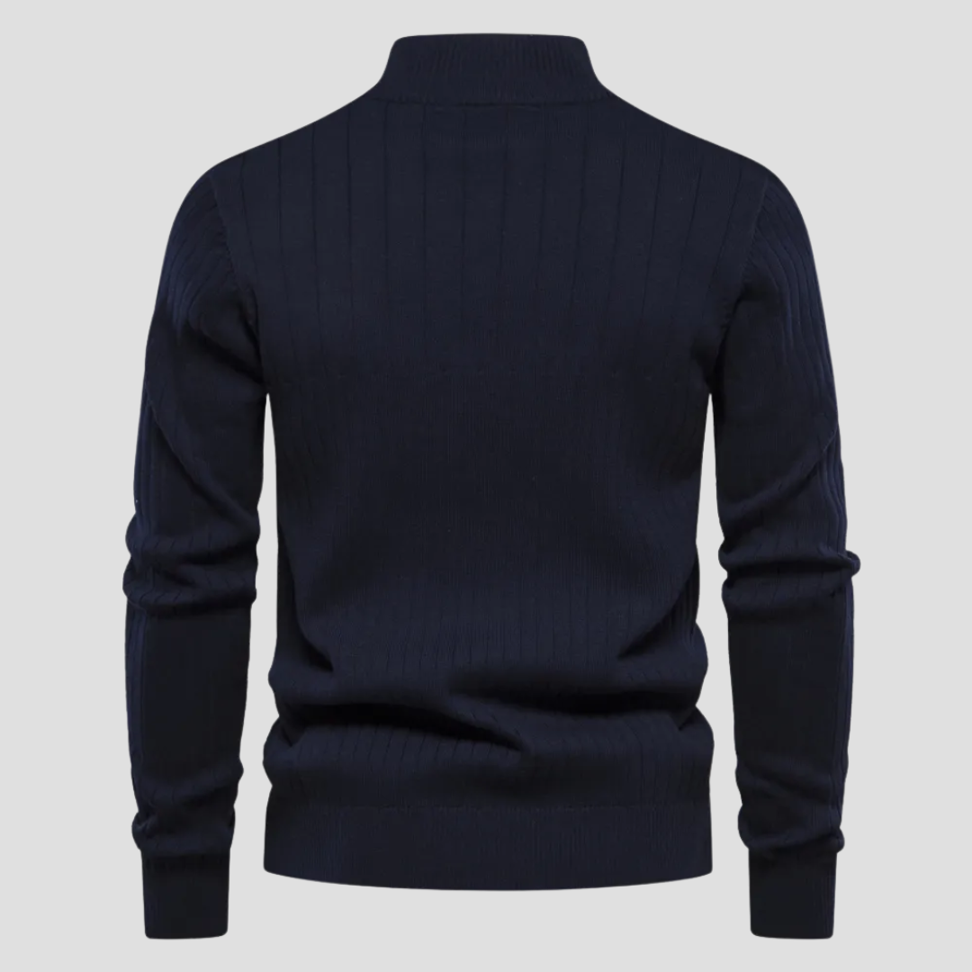 VogeLuxe | Men’s Quarter-Zip Ribbed Knit Sweater 8