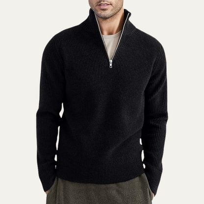 VogeLuxe | Men’s Quarter-Zip Ribbed Pullover 0