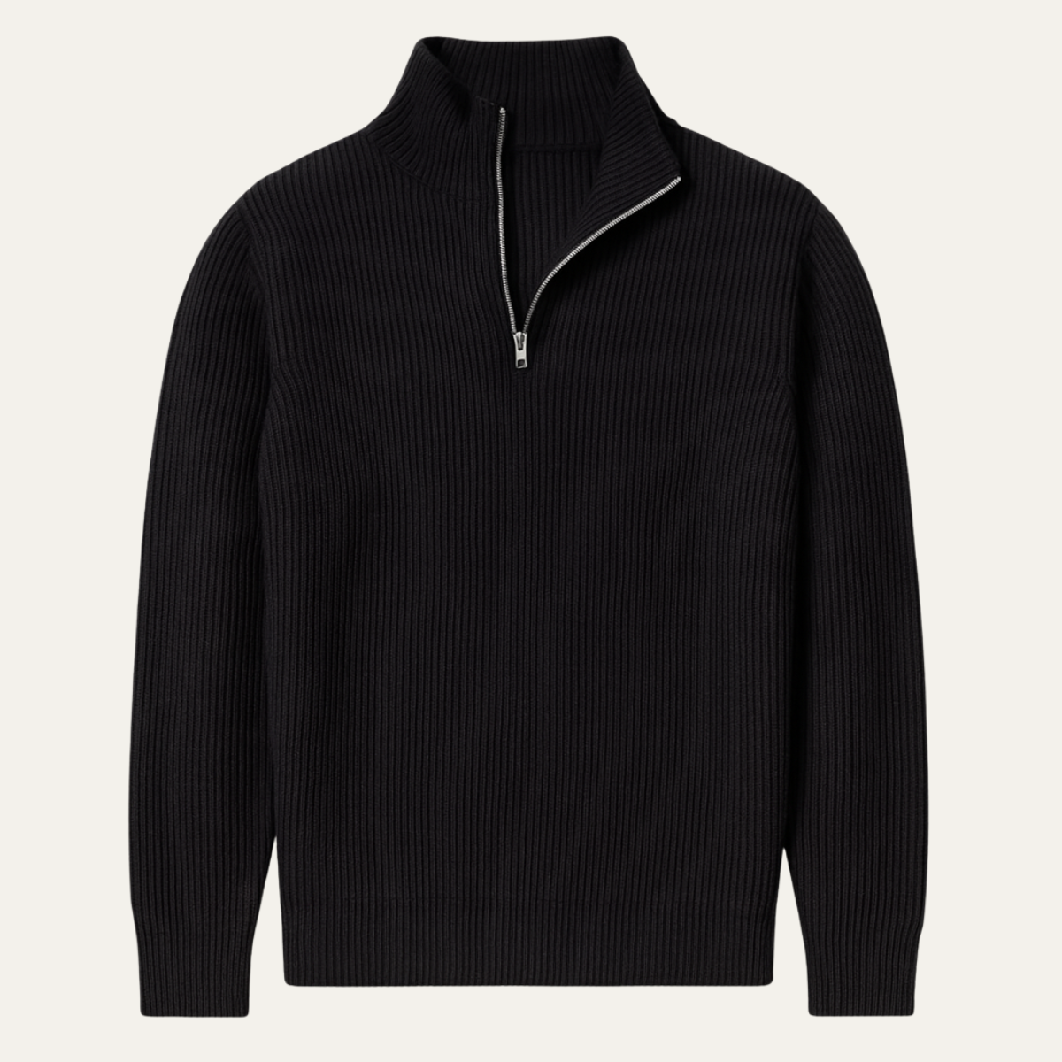 VogeLuxe | Men’s Quarter-Zip Ribbed Pullover 1